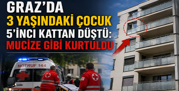 Graz’da 3 Yaşındaki Çocuk 5’inci Kattan Düştü: Mucize Gibi Kurtuldu