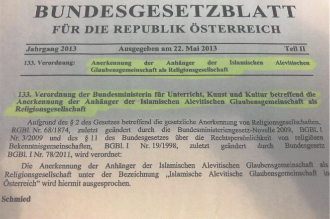 Avusturya’da Alevilik İslamın bir mezhebi olarak tanındı