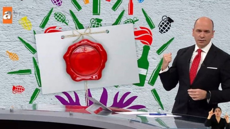 ATV yine aynı görseli kullandı: HDP’nin parti logosundaki yaprak ve yıldızları mermi ve bombayla değiştirdi