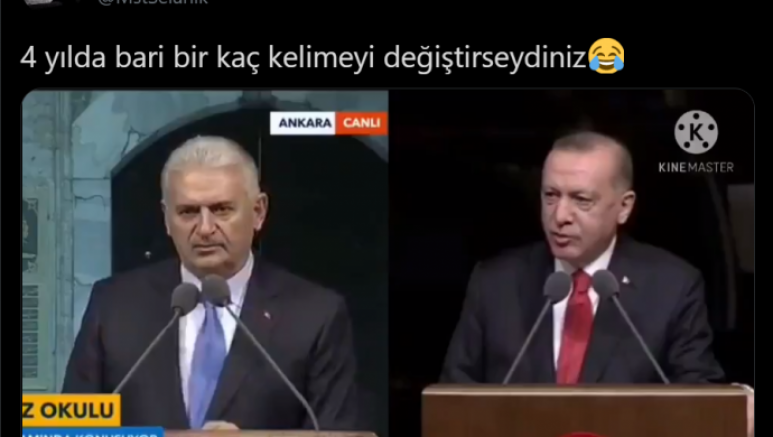  Cumhurbaşkanı Erdoğan, Binali Yıldırım'ın 4 yıl önceki konuşmanı okudu
