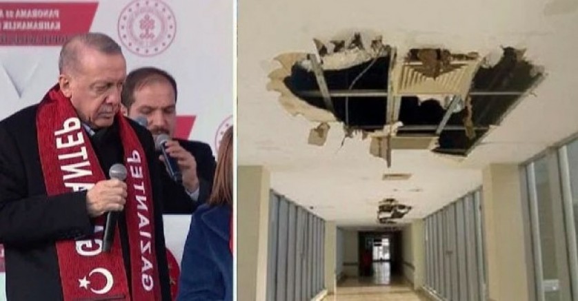 Cumhurbaşkanı Erdoğan'ın bir ay önce açılışını yaptığı hastanenin tavanı çöktü