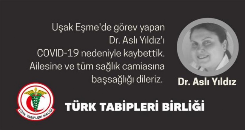 Dr. Aslı YILDIZ Covid-19 nedeniyle hayatını kaybetti