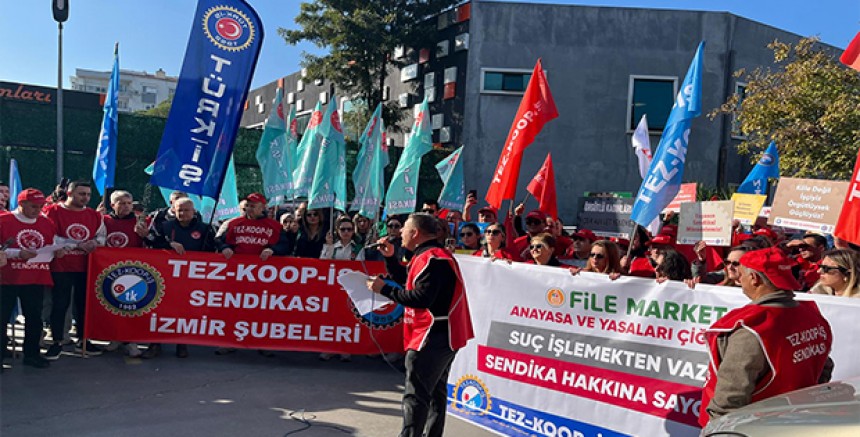 File Market İşçileri İzmir’de Alanlara Çıktı – “Sendikal Haklarımızdan Vazgeçmeyeceğiz”