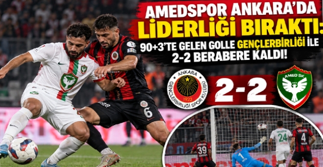 Amedspor Ankara’da Liderliği Bıraktı: 90+3’te Gelen Golle Gençlerbirliği ile 2-2 Berabere Kaldı!