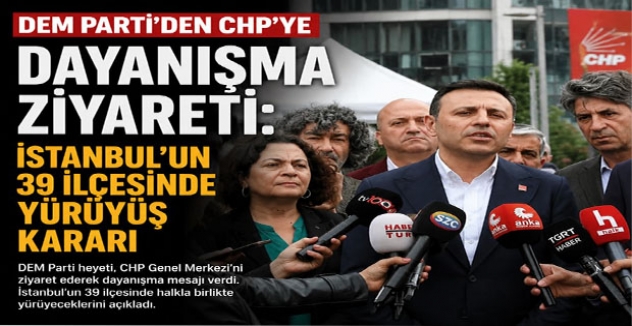 DEM Parti’den CHP’ye Dayanışma Ziyareti: İstanbul’un 39 İlçesinde Yürüyüş Kararı
