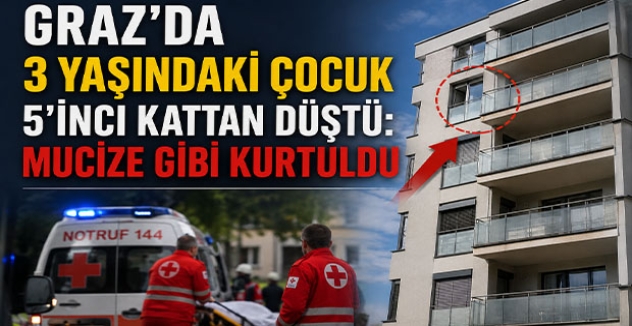 Graz’da 3 Yaşındaki Çocuk 5’inci Kattan Düştü: Mucize Gibi Kurtuldu