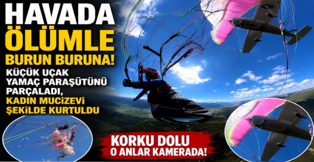 Havada Ölümle Burun Buruna: Küçük Uçak Yamaç Paraşütünü Parçaladı, Kadın Mucizevi Şekilde Kurtuldu