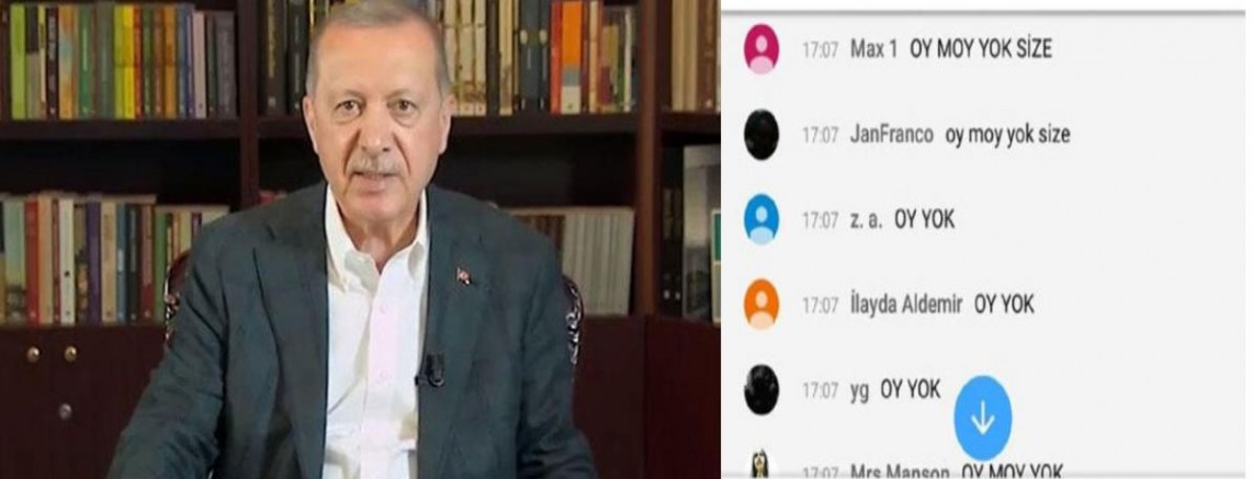 Gençler Erdoğan'a 'Oy moy yok size' deyince yayın yorumlara kapatıldı