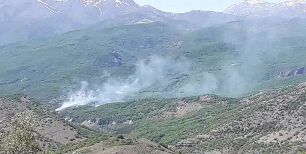 Hozat’a bağlı Dereköy bölgesinde bombardıman nedeniyle yangın çıktı