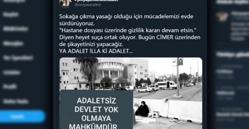 Şenyaşar ailesi ‘Adalet’ nöbetini evde tutacak