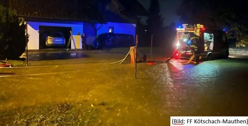  Şiddetli Yağmur Kärnten’de İtfaiye Ekiplerini gece boyu zorladı 