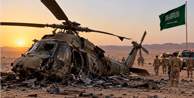 Suudi Arabistan’da Askeri Helikopter Düştü: 2 Subay Hayatını Kaybetti!