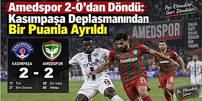 Amedspor 2-0’dan Döndü: Kasımpaşa Deplasmanından Bir Puanla Ayrıldı