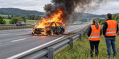 Burgenland’da A2’de Otomobil Alev Topuna Döndü: Araçtakiler Son Anda Kurtuldu