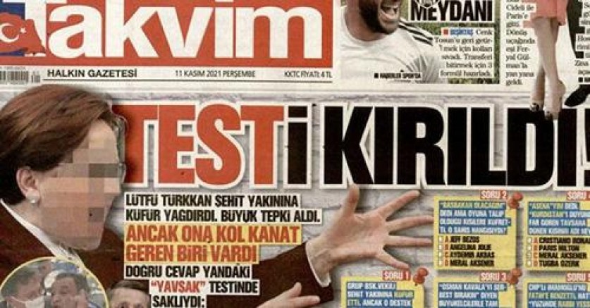 Takvim gazetesi, manşetine taşıdığı Meral Akşener'in yüzünü buzladı!