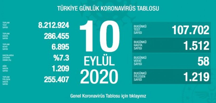 Türkiye'de son 24 saatte 58 kişi koronavirüsten hayatını kaybetti