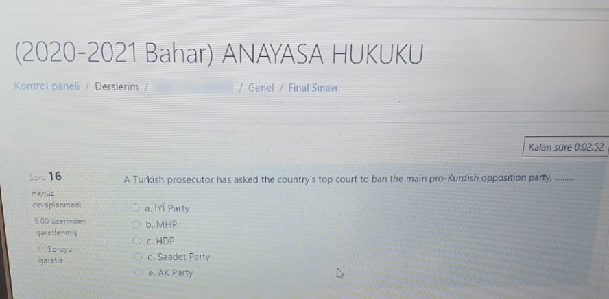 Üniversite sınavında öğrencilere ‘HDP’ sorusu soruldu