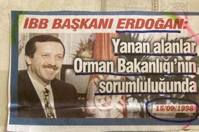 “Yangınlarda sorumluluğu belediyelere atan Erdoğan, İBB Başkanı'yken