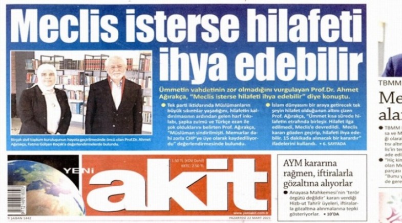 Yeni Akit gazetesi “hilafet” çağrısında bulundu