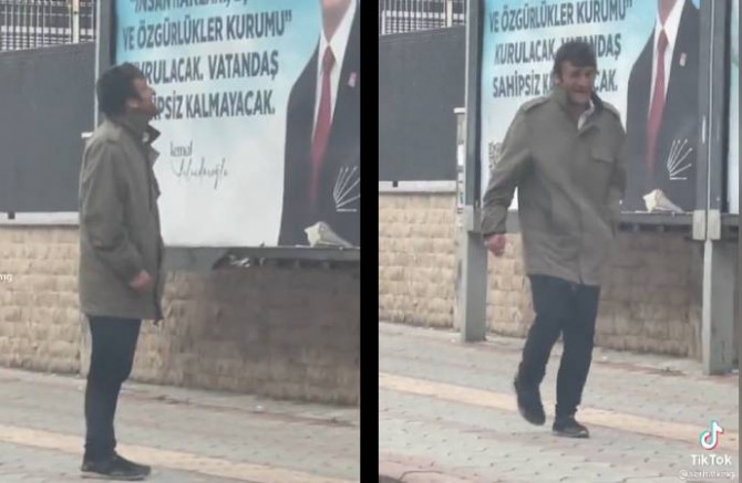 Yurttaş Erdoğan’ın bilboard fotoğrafına bakıp ağlayarak isyan etti